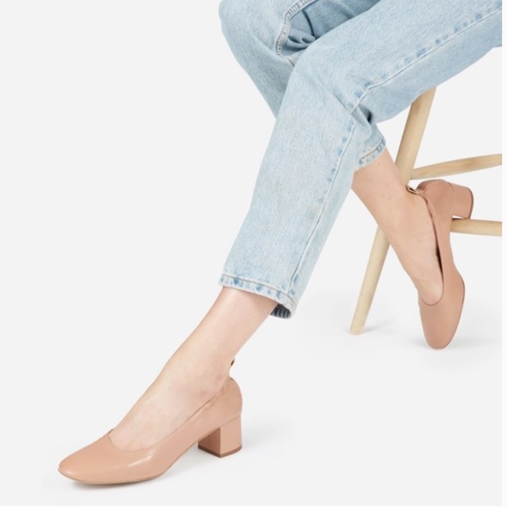 Everlane The Day Heels Nude / taupe patent leather size 7